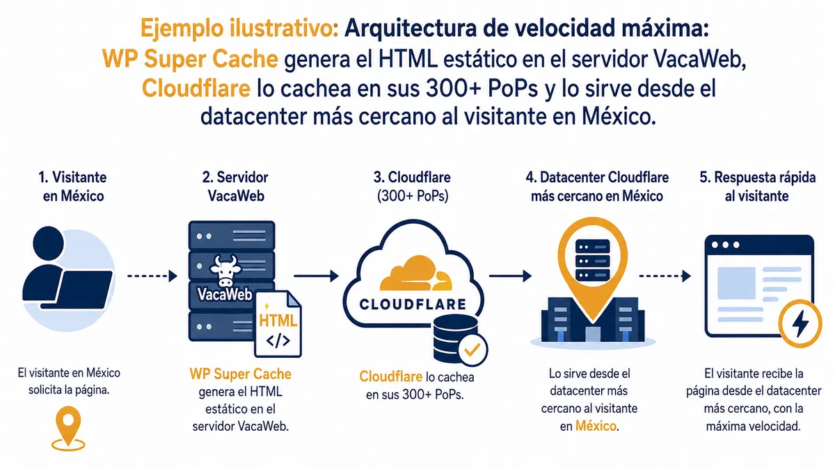 Diagrama ilustrativo de cloudflare hosting mexico