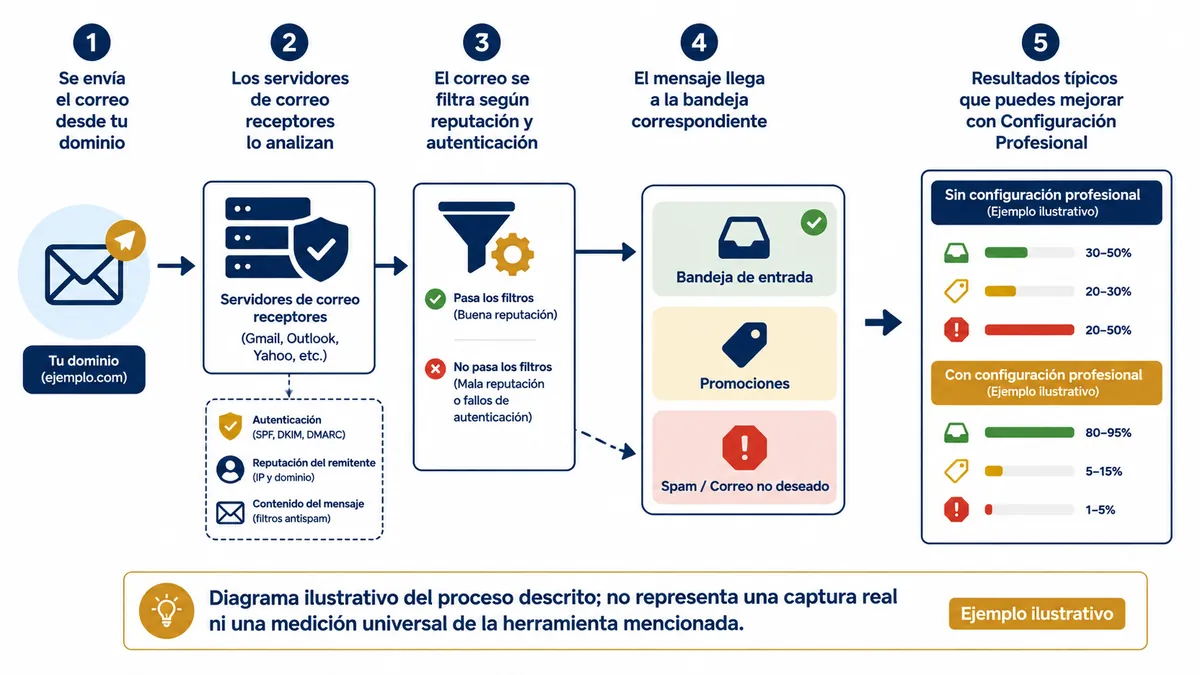 Diagrama ilustrativo de correo corporativo profesional