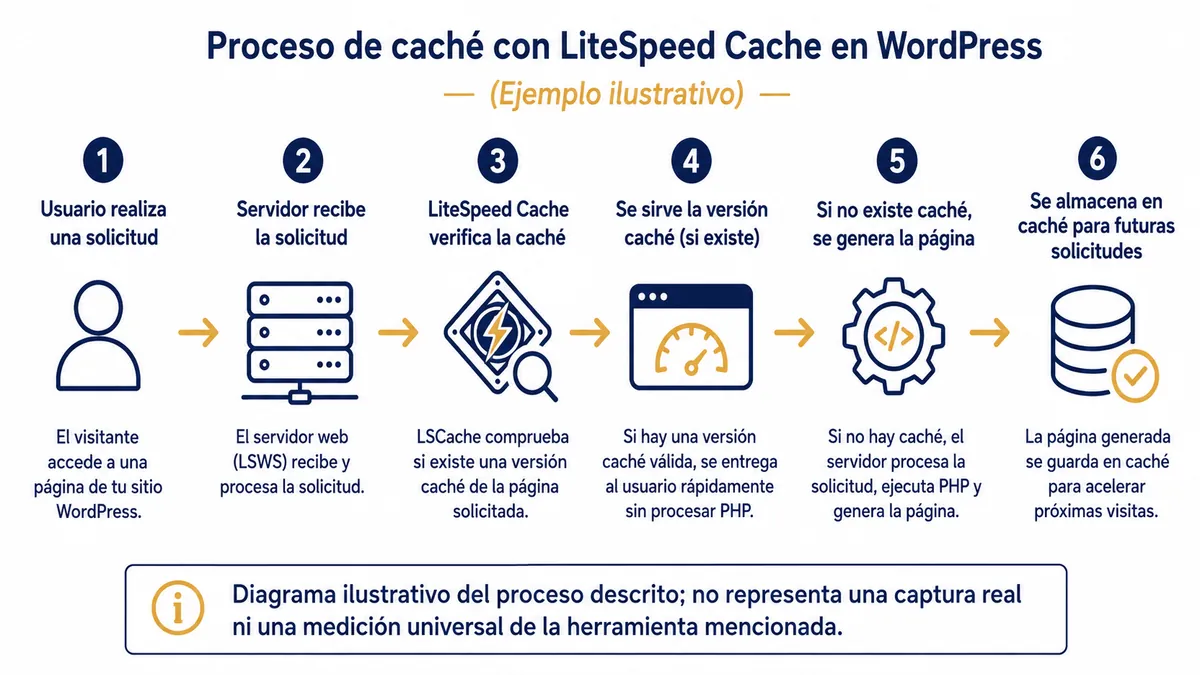 Diagrama ilustrativo de lscache wordpress configuracion