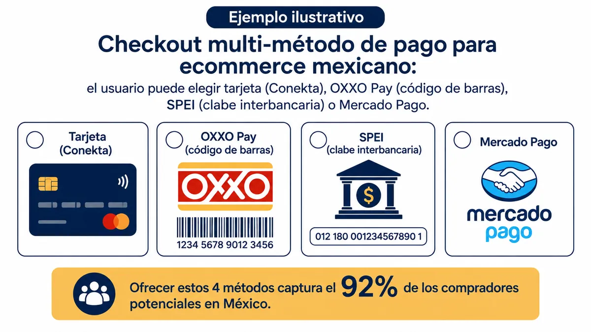 Diagrama ilustrativo de metodos pago mexico ecommerce
