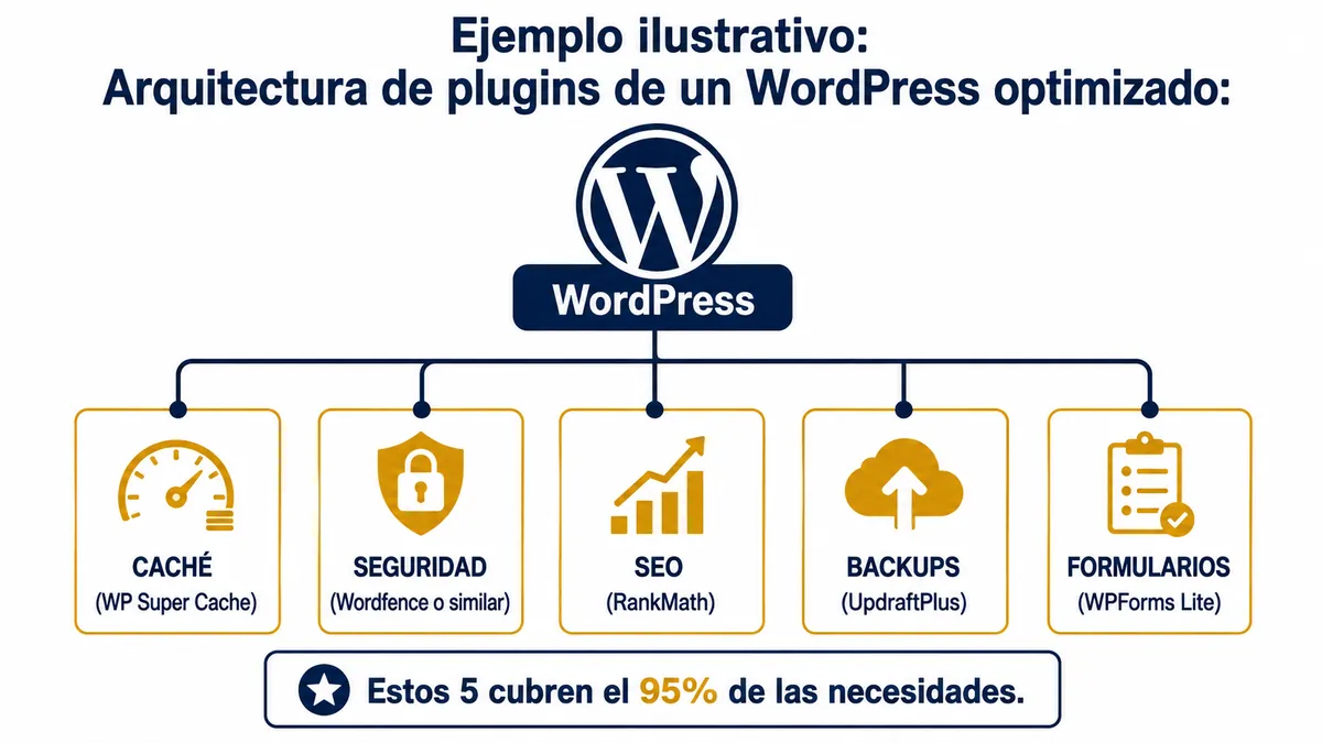 Diagrama ilustrativo de plugins wordpress esenciales 2025